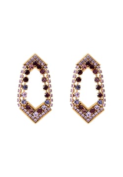 Satellite Rhinestone Prestige Crystal Stud Earrings - Purple