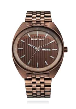 Titan Fastrack Snob X Brown Dial Metal Strap Watch for Guys