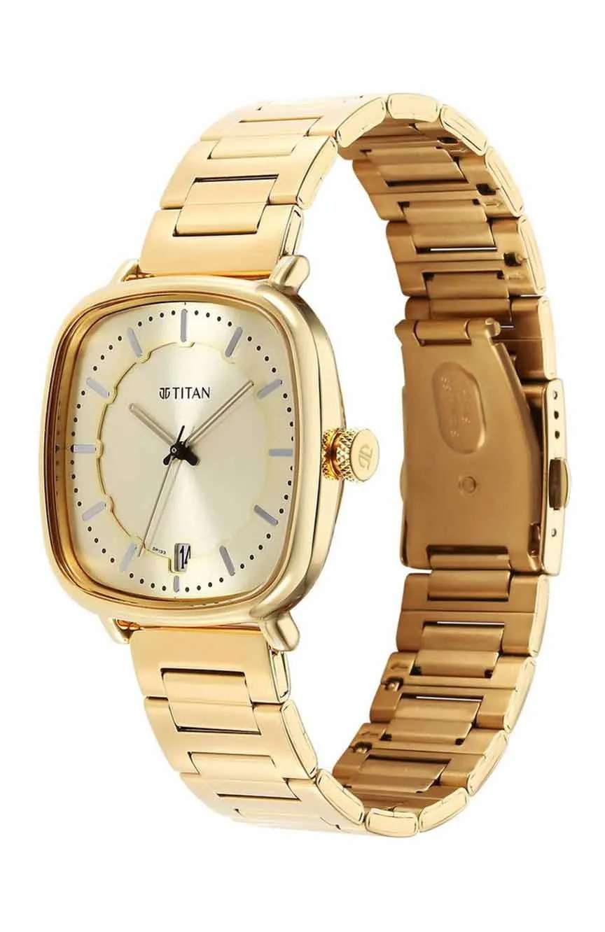 تيتان ساعة تيتان بلون الشامبانيا وسوار معدني