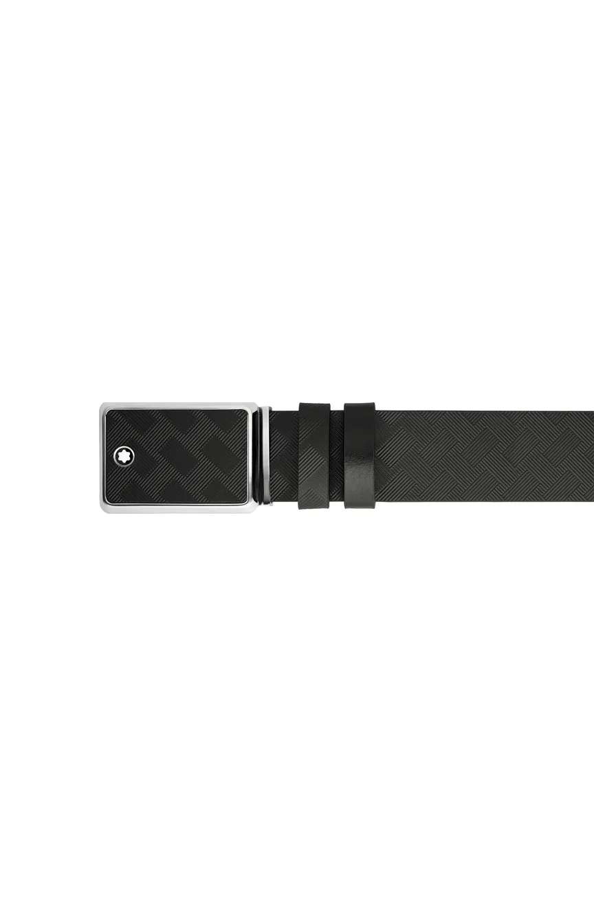 Montblanc Marquetry plate buckle black/black 30mm reversible leather belt