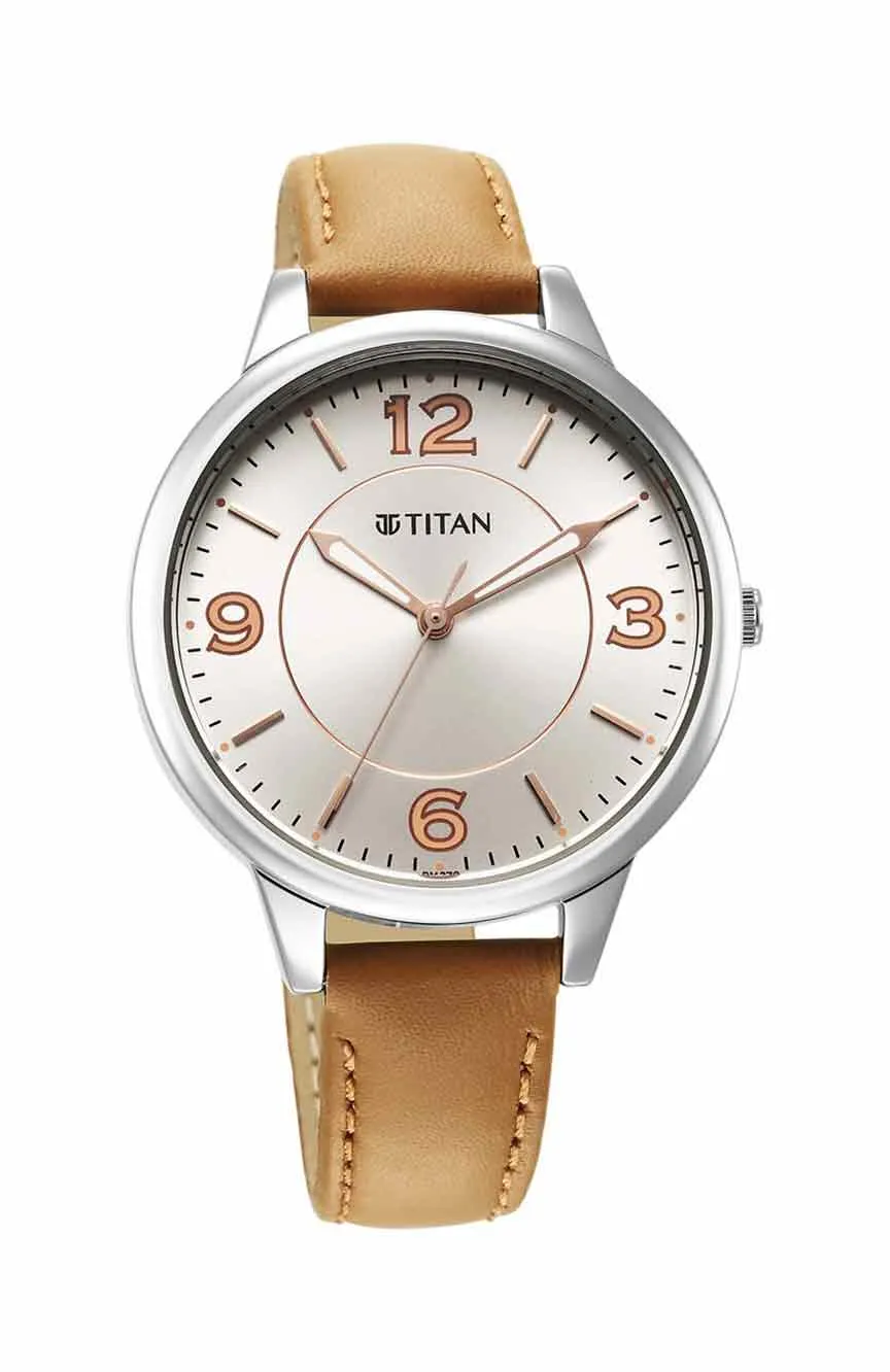 

Titan | Titan Urban Silver White Dial Analog Leather Strap watch for Women