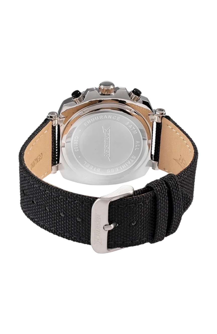 كروزر Gents Black canvas strap watch