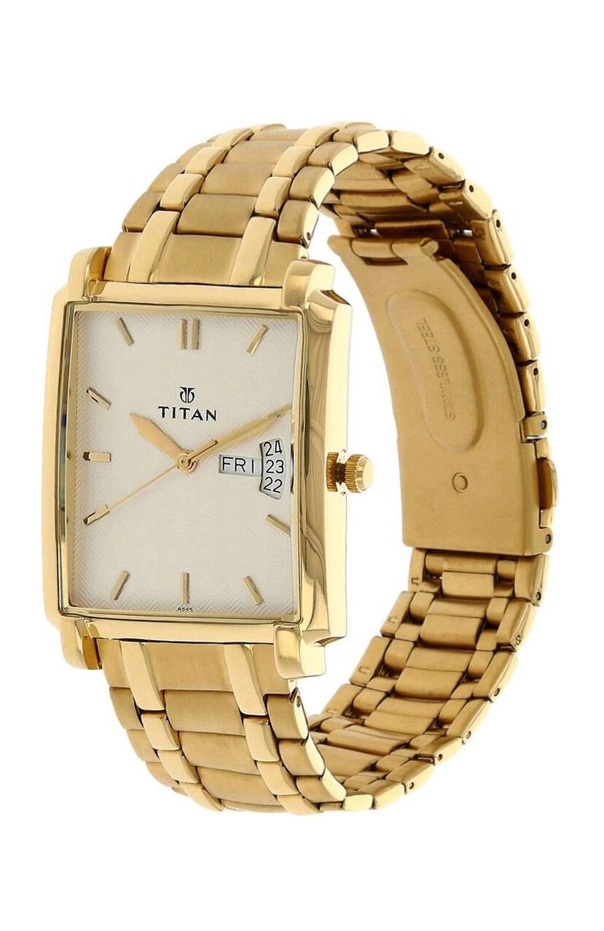 Titan Analog with Day and Date Silver Dial Quartz Stainless Steel Strap Watch for Men