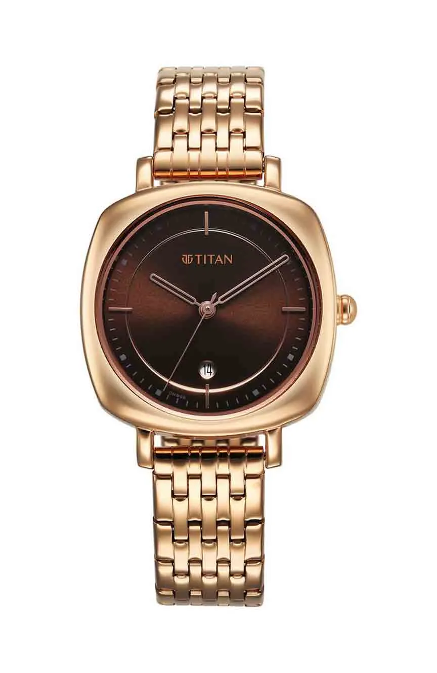 

Titan | Titan Shaped Cases Brown Dial Metal Strap Watch