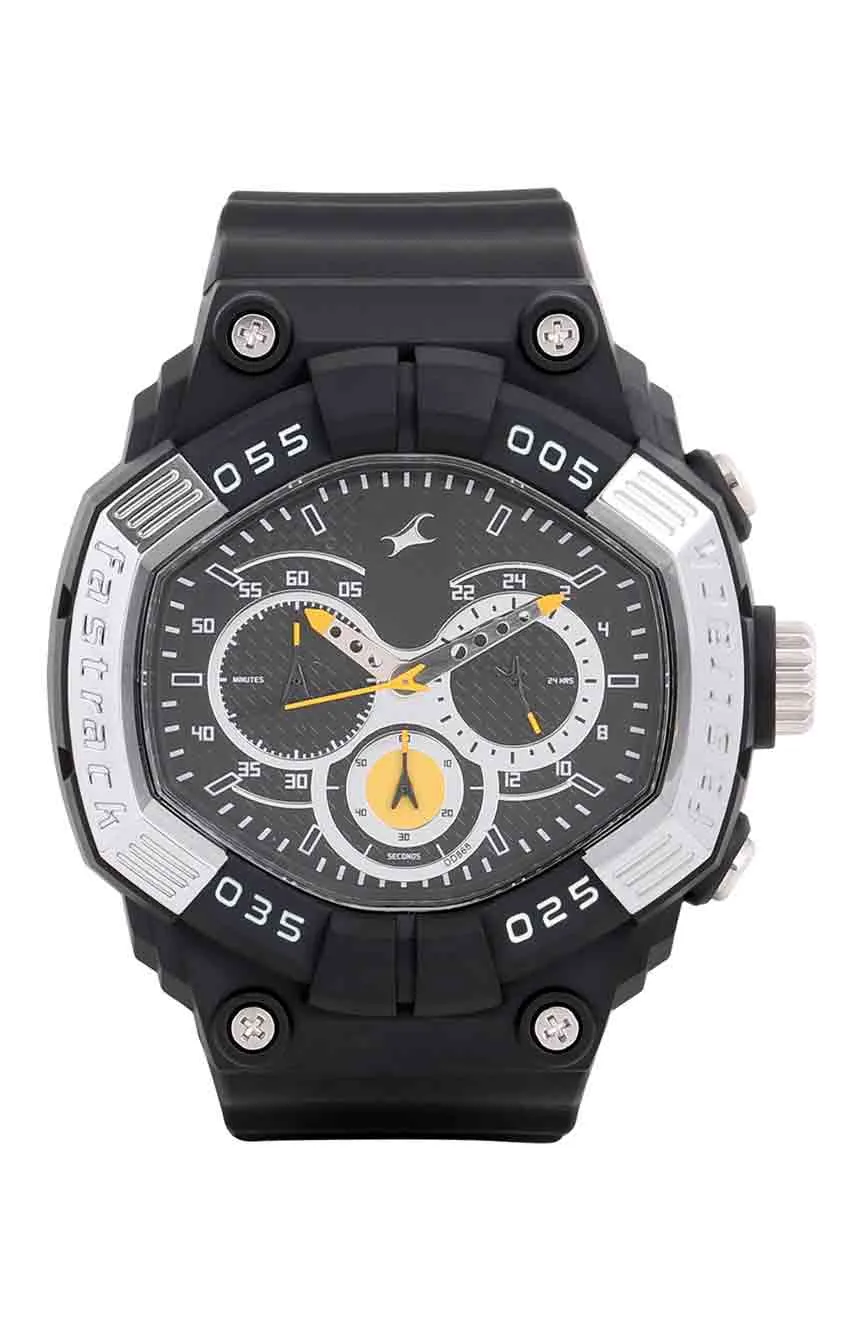 

Titan | boys Fastrack Quartz Chronograph Black Dial Plastic Strap Watch for Guys