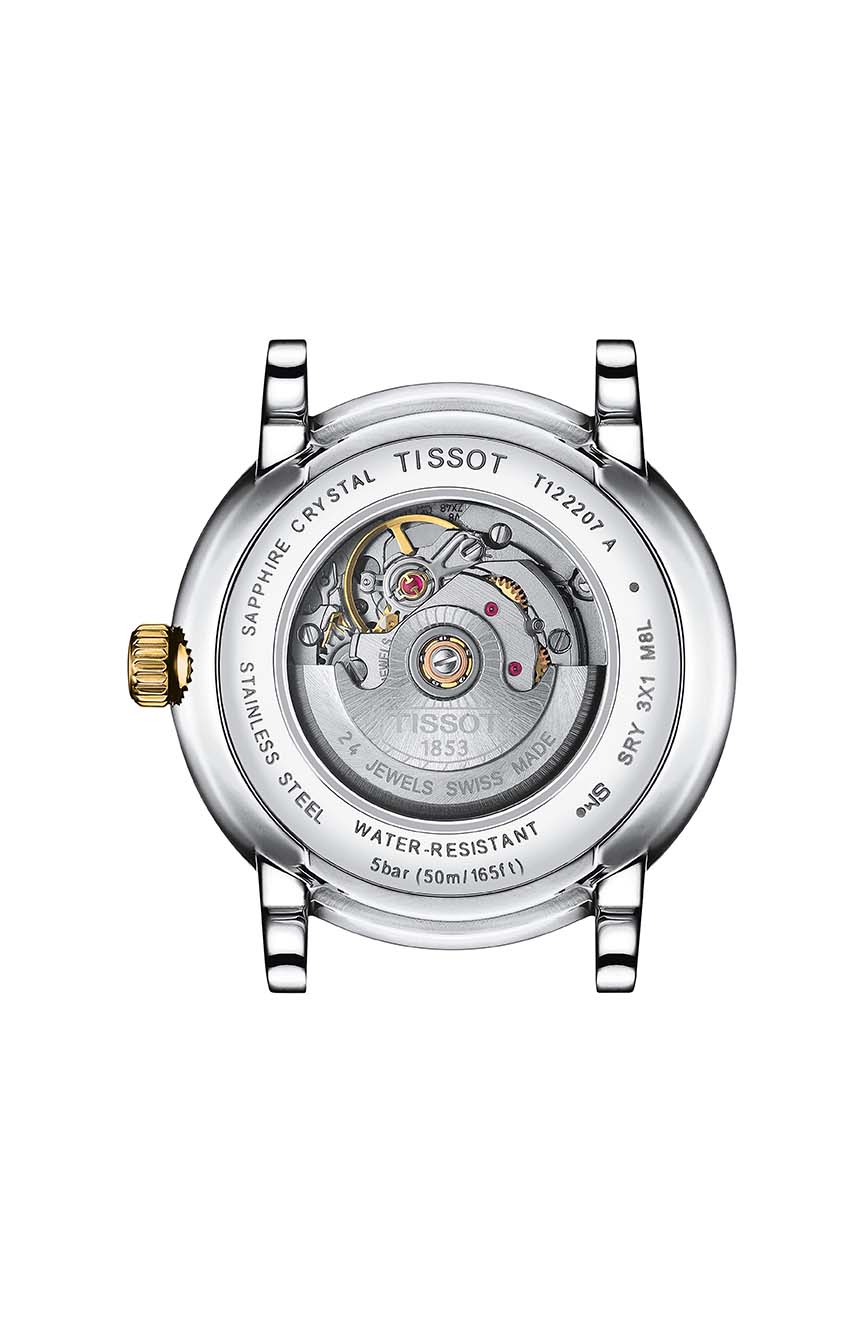 Tissot T Classic Carson Premium Automatic White Dial Rose Gold Steel Strap Watch for Men - T122.407.33.031.00