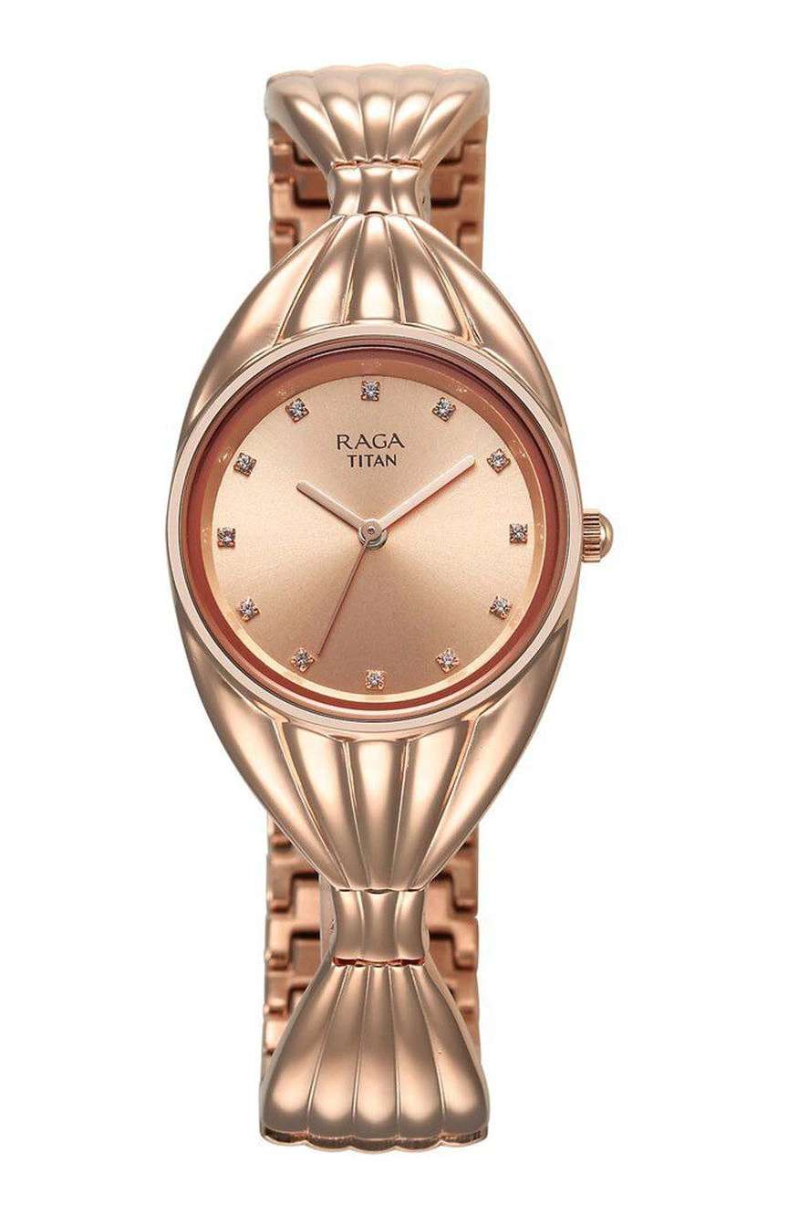 Titan Raga Memoirs Quartz Analog Rose Gold Dial With Rose Gold Metal Strap Watch For Women