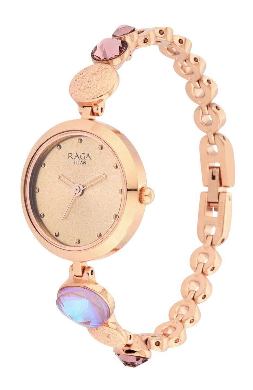 Titan Raga Women's Charm: Elegant Mother of Pearl Dial with Ornate Strap Watch