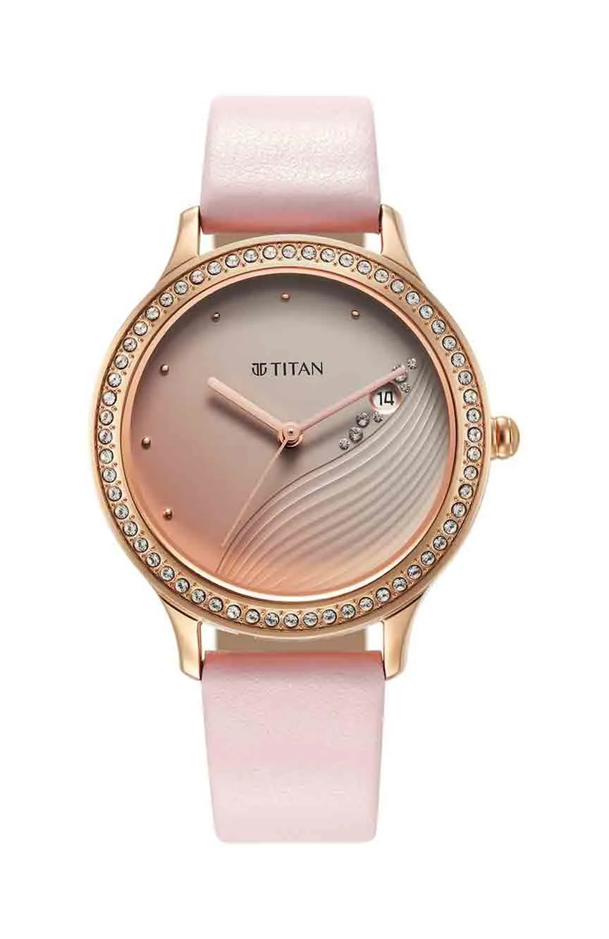 

Titan | Titan Purple Glam It Up Pink Dial Analog with Date Strap Watch for Women