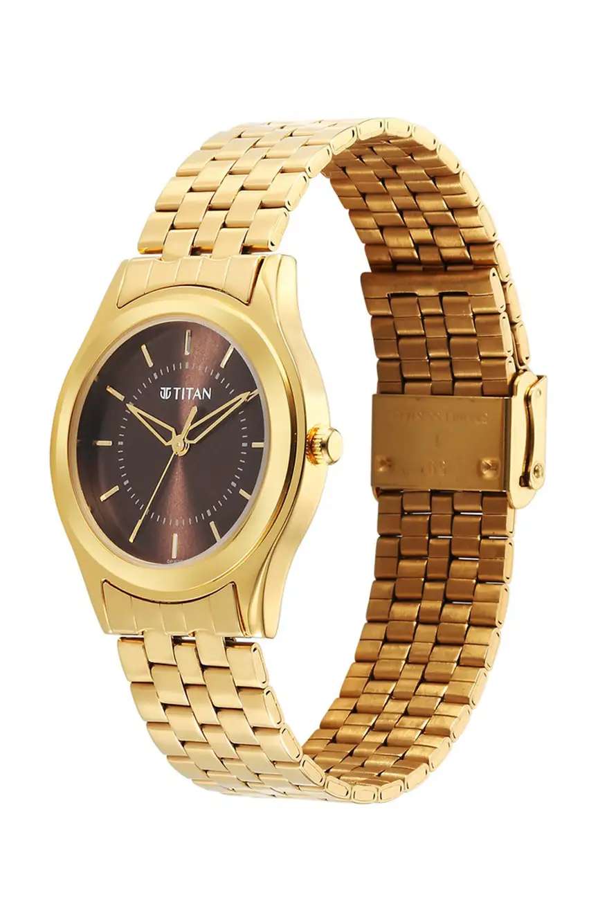 Titan Karishma Zing Quartz Analog Brown Dial Stainless Steel Strap Watch for Men